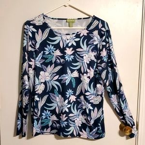 Outdoor Life women's L blue and pink floral long-sleeved shirt